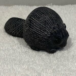 A Wolf Original Grey Handmade Beaver Soapstone Sculpture Made In Canada